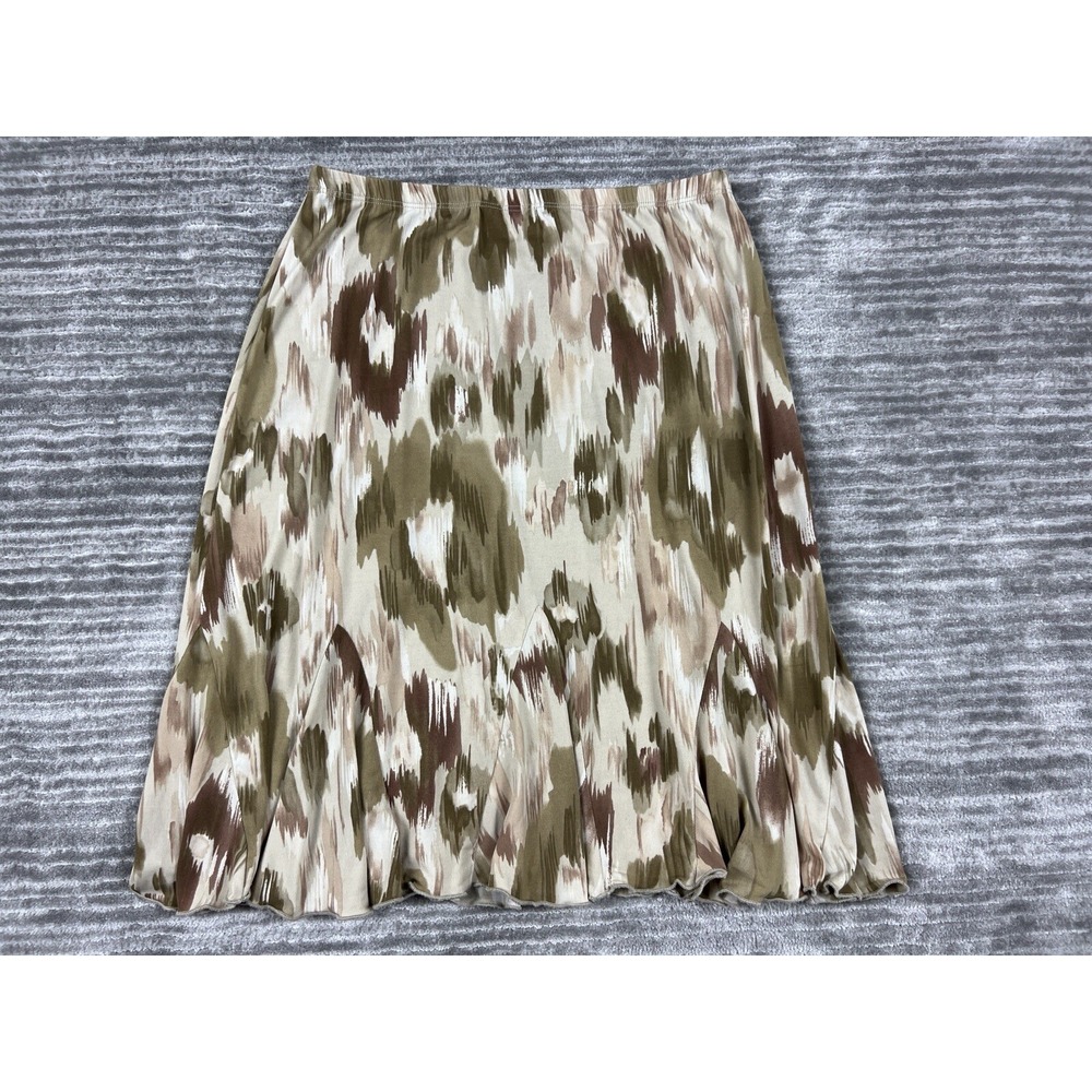Worthington Skirt Womens Medium Brown Elastic Waist Polyester Blend USA